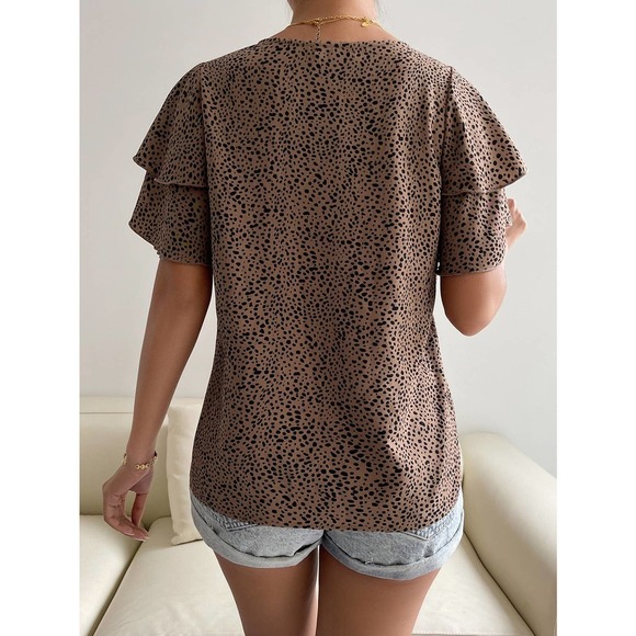 Dalmatian Print Butterfly Sleeve Blouse - Picture 3 of 11